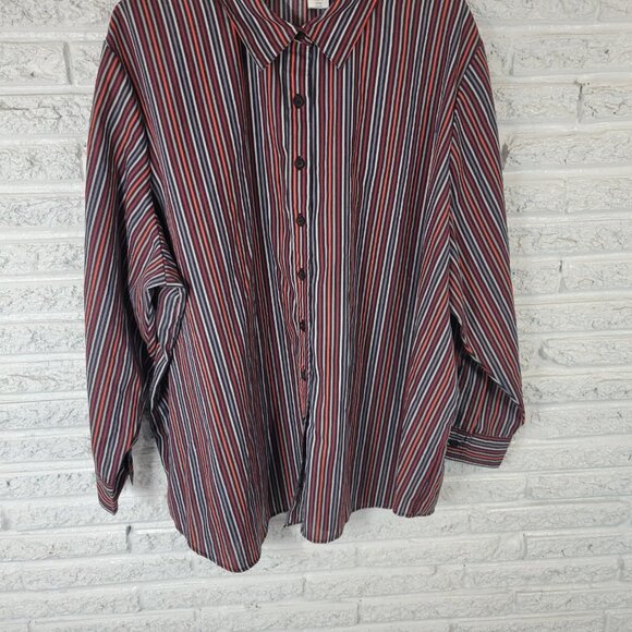 Roamans Womens Top 3X Plus Long Sleeve Button Up Black Red Stripe STR163E - Picture 4 of 8